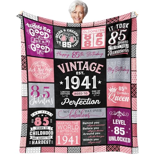 85th Birthday Gifts for Women Throw Blanket 60" x 50", Best Gifts for 85 Year Old Woman, 85 Year Old Birthday Gifts for Women, 1941 Birthday Gifts, 85th Birthday Gift Ideas, 85th Birthday Decorations