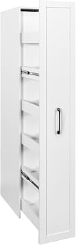 6 Tier Slim Rolling Pantry Storage Cart White Wooden Spice Rack on Wheels Next to Fridge,Mobile Storage Shelving Unit for Kitchen, Bathroom Narrow Pull-Out Pantry Organizer for Small Spaces