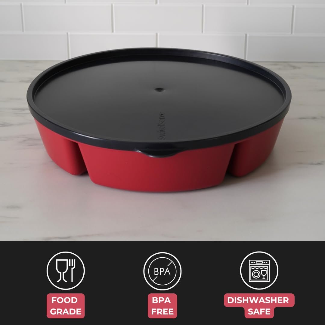 Tegriware - Bandeja dividida resistente con tapa a prueba de fugas, 6 compartimentos divididos para servir y almacenar alimentos, bandeja de frutas, bandeja de verduras, platos de fiesta,