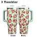 Pioneer Woman Tumbler with Handle and Lid, 30oz Boho Floral Double Wall Vacuum Insulated Tumbler, Gift for Women
