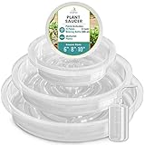 DripFlex 15 Pcs Clear Plant Saucers for Indoors (6,8,10) Inch + 1 Squeeze Succulent Watering Bottle(500ml), Plant Trays for Pots - Clear Round Sturdy Plastic Plant Trays for Indoors No Holes