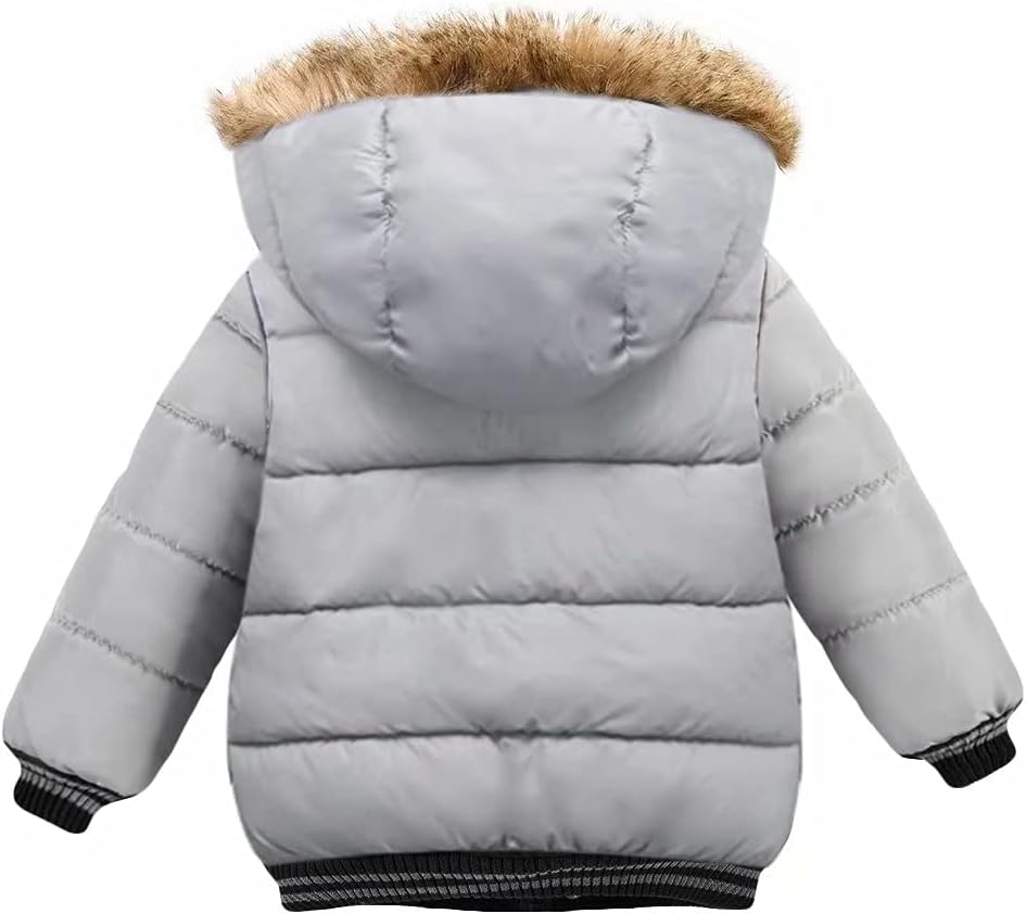 AMIYAN Toddler Down Winter Coat Boys Girls Fleece Jacket Hooded Thickened Warm Coat Outerwear for Kids 1-6 Years