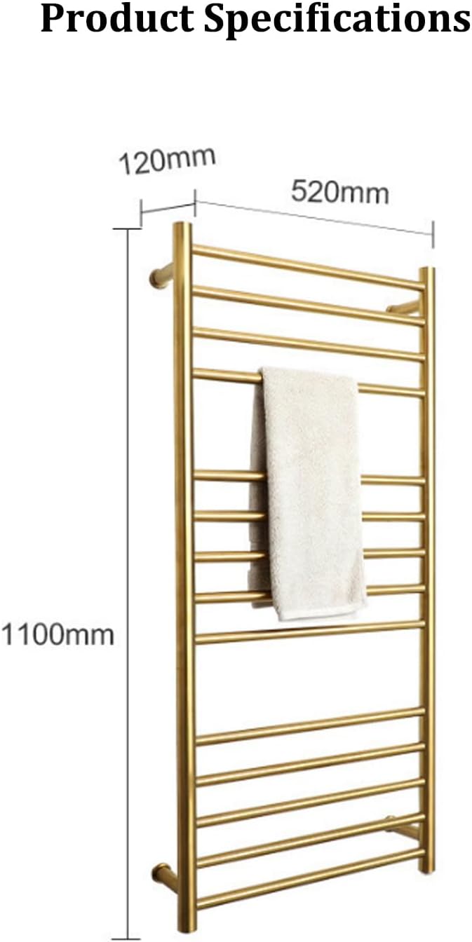 Stainless Steel Towel Warmer Rack Wall Mounted 14 Bars Electric Heated Towel Rack Fast Drying & Waterproof Bathroom Heater (Black)