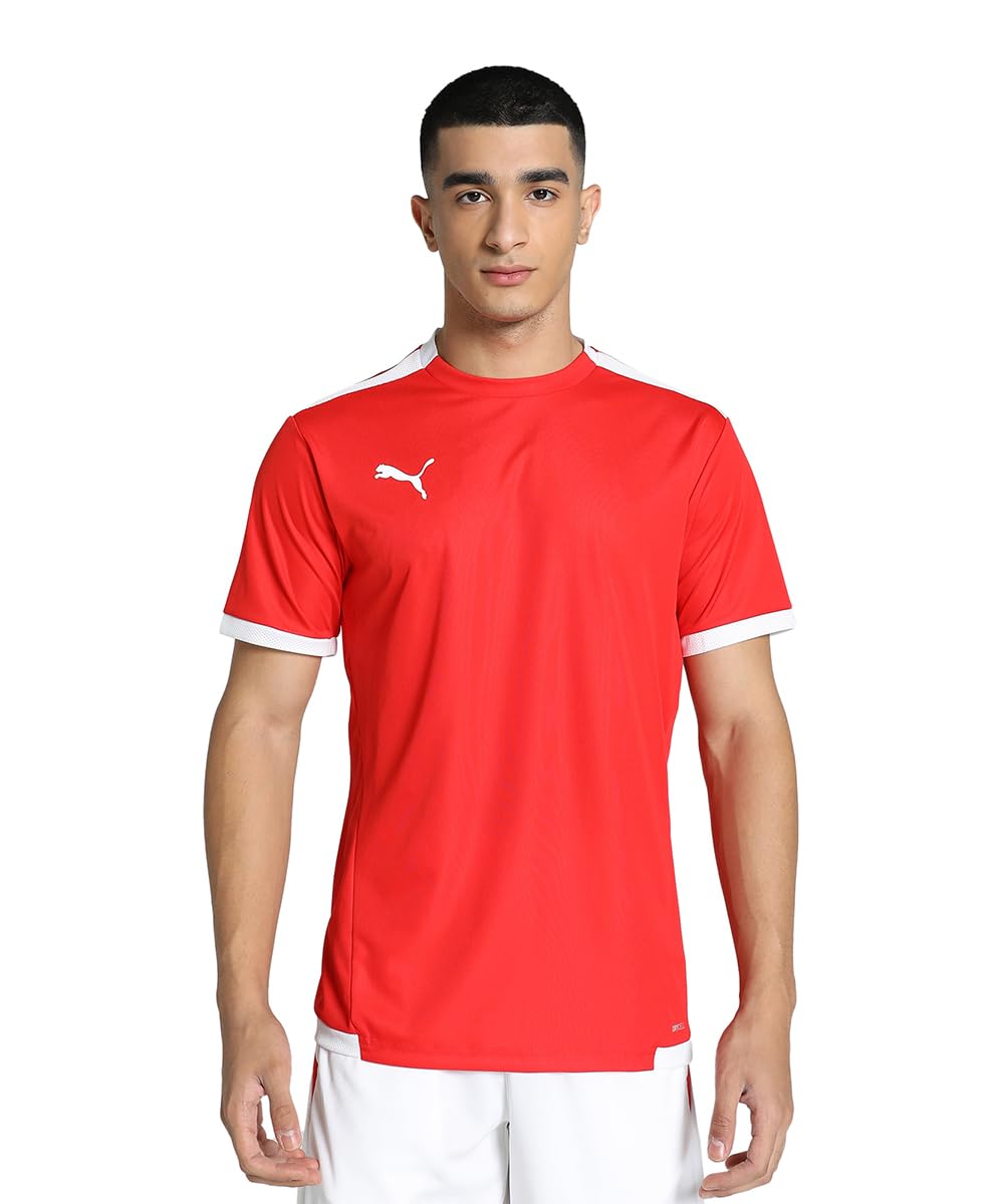 Puma Men’s teamLIGA Football Jersey | Lightweight and Sweat Proof Polyester Sports Crew Neck Training T-Shirt for Men | Breathable Athletic T-Shirt for Football & Sports