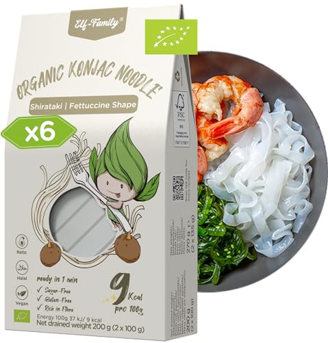 Produktfoto von Elf-Family Bio Konjak Nudeln (-Fettuccine) 9kcal Low Carb Shirataki Nudeln Vegan/Glutenfrei-270g x6er Box(12 pack),&hellip;