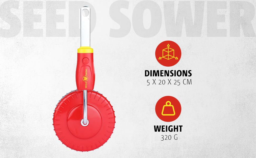 Image of Wolf Garten 71Aaa007650 Seed Sower,Adjustable Upto 6 Seed Sizes,Soft Grip Handle,Suitable for Home and Outdoor Gardening(5 X 20 X 25 Cm)