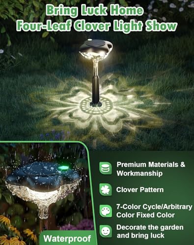 Solar-Pathway-Lights-Outdoor-8Pack-Solar-Lights-for-Outside-Garden-3-Mode-Clover-Solar-Yard-Lights-Bring-Luck-Solar-Powered-Path-Lights-Maintain-14h-for-Landscape-Lighting-Lawn-Walkway-Decorative Solar Pathway Lights Outdoor 8Pack Solar Lights for Outside Garden 3 Mode Clover Solar Yard Lights Bring Luck Solar Powered Path Lights Maintain 14h for Landscape Lighting Lawn Walkway Decorative