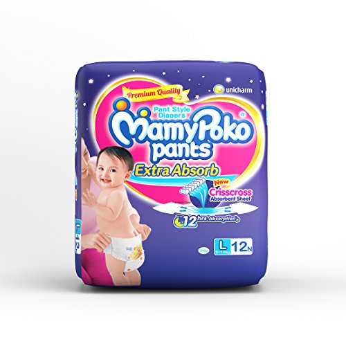 Image of MamyPoko Pants Extra Absorb Diapers, Large (Pack of 12) for Kids