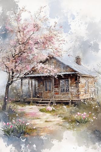 Cherry Blossom Residence 500 Pieces Puzzle for Adults, Educational Intellectual Jigsaw Puzzle, Landscape Fantasy Puzzles for Adults Fun Game 15.2 * 20.8 Inch
