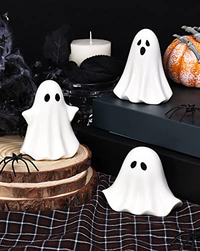Tuitessine Ceramic Ghosts Small Scary Ghost Figurines Halloween Ghost Sculpture Statue Farmhouse Tiered Tray Decor Spooky Home Decorations Coffee Table Centerpieces Shelf Mantel Display Collections