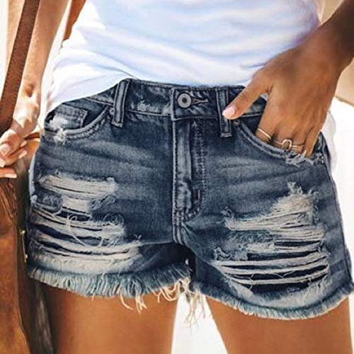 Womens Denim Shorts Jeans Shorts For Women Distressed Ripped Hole Frayed Raw Hem Shorts Mid Waisted Stretch Sexy Hot Short #TOP6