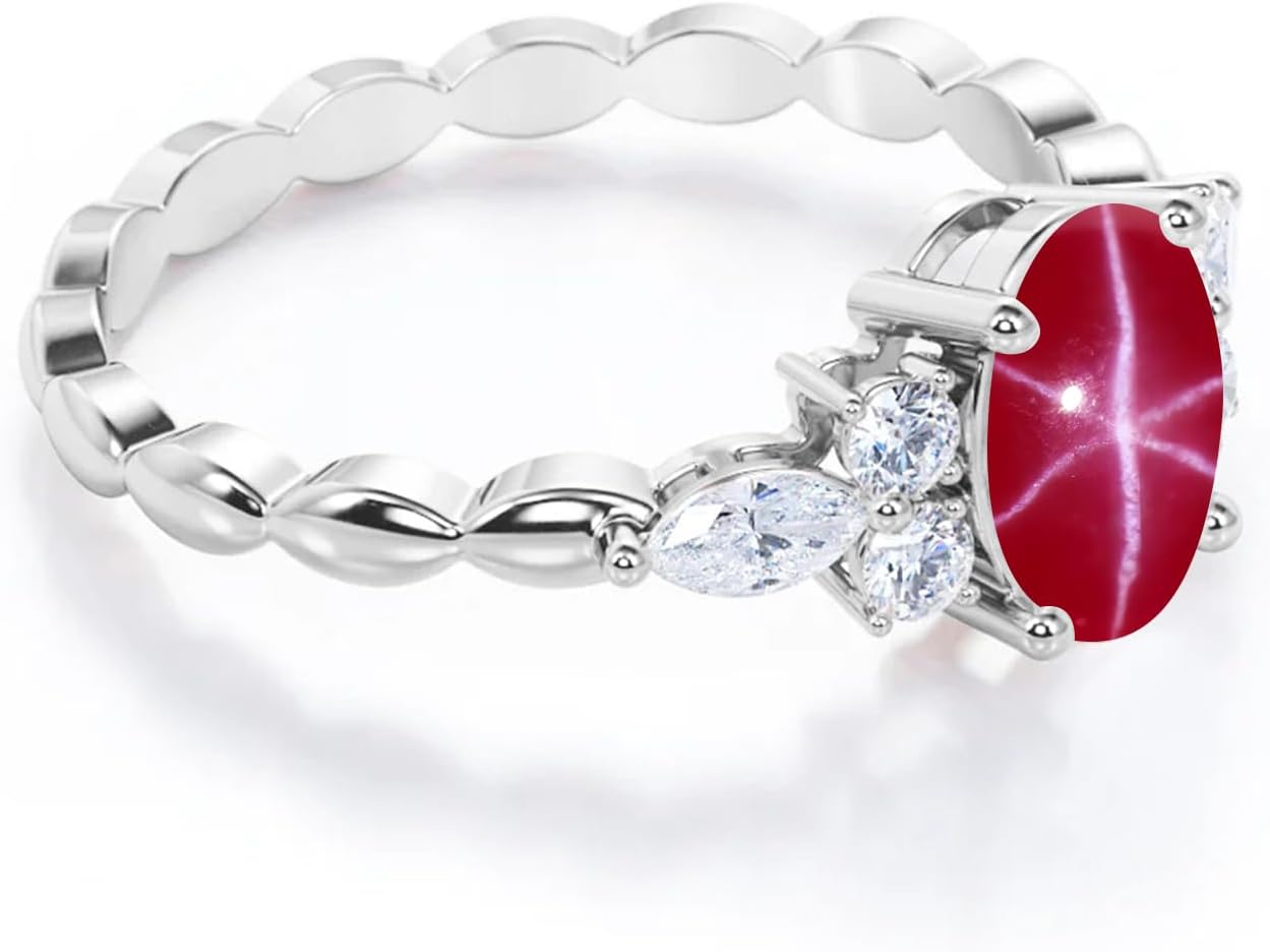 Blue Star Sapphire Engagement Rings for Women Oval Cut Blue Star Sapphire Ring S925 10K 14K 18K Gold Linde Star Sapphire Ring Anniversary Promise Ring