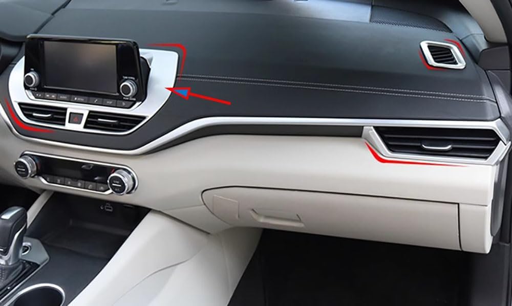 Car Accessories Fit for Nissan Altima 2019-2021 ABS Interior Dashboard Media Screen Cover Trim 1PC Set (Matte Silver)