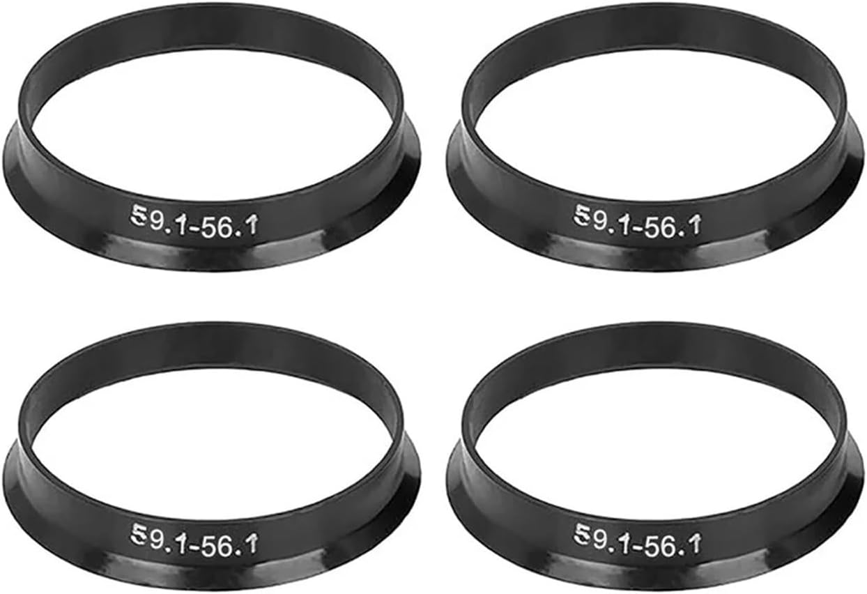 Wheel Spacers 4pcs Wheel Hub Central Ring Wheel Rim Parts 59.1-56.1 59.1-57.1mm Black ABS Plastic Wheel Hub Centric Ring(59.1-57.1mm-4PCS)
