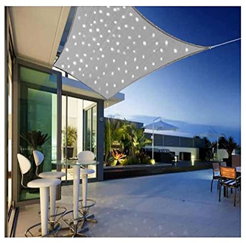 ZOYI 3 * 6M Garten Sonnensegel Sonnenschutz Segel Mit Eingebaut LED-Lichterkette, UV Schutz Schattenspender Pergolaabdeckung Wasserdichtes Oxford-Tuch Für Garten Balkon Und Terasse Gray Cover