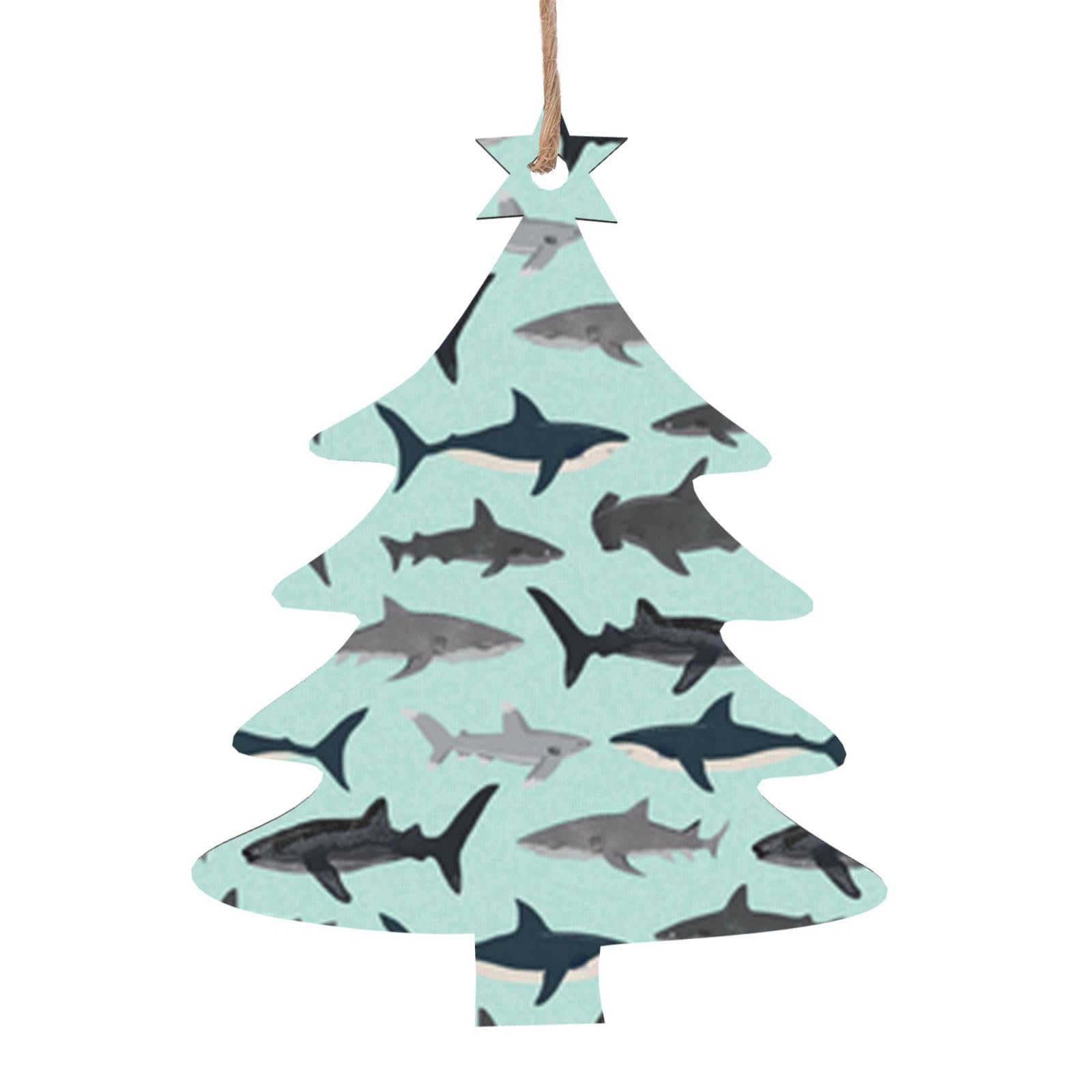 Pallina Di Natale Squalo Bianco Che Mangia L'Albero - Decorazione Natalizia Originale In Resina 10,2 Cm