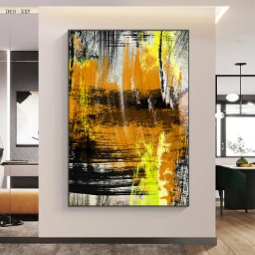 Affiche murale abstraite graffiti TONGYINLI toile jaune et noire 60x90cm
