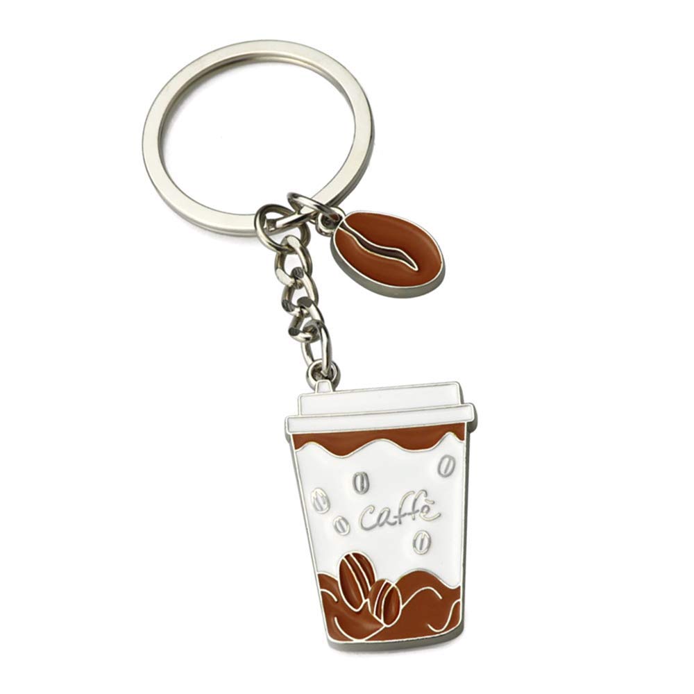 ELISE & FONDA Z40-B Little Coffee Cup Charm Pendant Keychain Key Ring