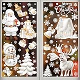 LVZONGXIN 9 Blättern Weihnachten Fensterbilder, Aufnehmbare Fensterdeko Fenstersticker Weihnachtssticker Statisch Haftend PVC Aufkleber für Fenster Vitrine Türen Schaufenstererbilder (Weihnachten-B)