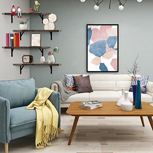 Dadill Corner Floating Shelves, Set Of 4 Corner Shelves Wall Mounted, Rustic Wood Corner Wall Shelf For Bathroom, Bedroom, Living Room, Office, Carbonized Brown #TOP1