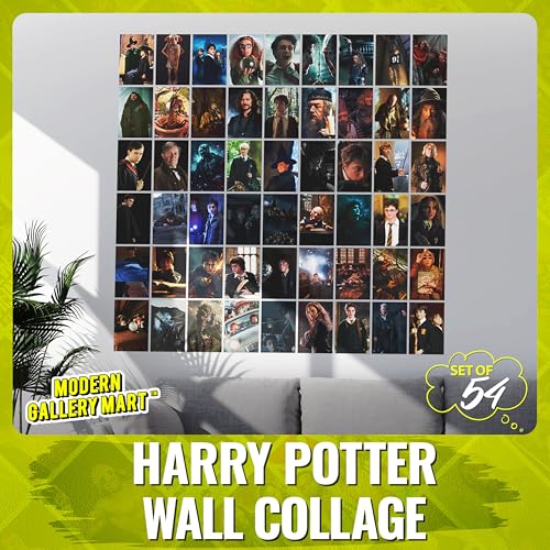 Image of MODERN GALLERY MART Pack of 54 Harry Potter Wall Collage Kit Posters - 4 x 6 Inches Posters for Wall Decoration - Wall Art For Bedroom, Office, Living room, Dorm room - Glue Dots Included