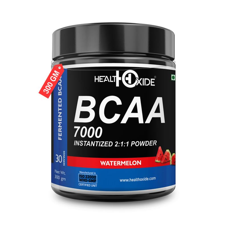 HealthOxide BCAA 7000 Amino Acid INSTANTIZED 2:1:1 POWDER - 300 gm (Watermelon)-image-16