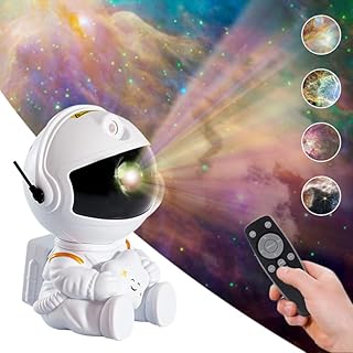 Star Projector Galaxy Night Light - Astronaut Space Projector, Starry Nebula Ceiling LED Lamp with Timer and Remote, Kids Room Decor Aesthetic (White Star Astronaut)