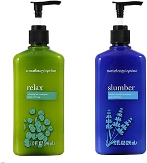 Aromatherapy Body Lotion, Set of 2, "Relax" (Mint Eucalyptus) and "Slumber" (Lavender + Chamomile)