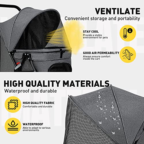 image for BestPet Pet Stroller Folding Dog Stroller 4 Wheels Cat Stroller with L