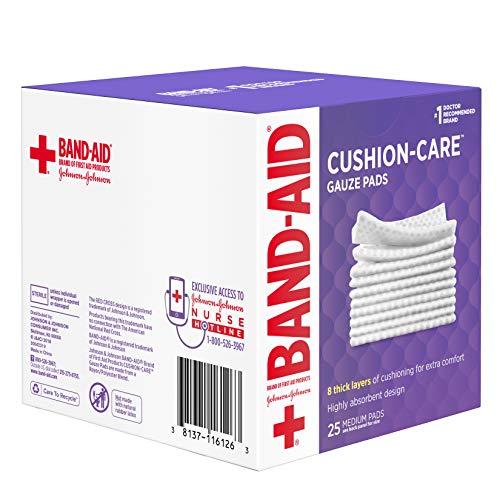 image for Band-Aid Brand Medium Gauze Pads, 3x3 Inch (Pack of 25)