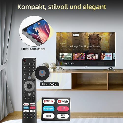 CHIQ L32H8CG 32 Zoll TV, Smart TV, FHD, Rahmenlos Metallschwarz, HDR10&HLG, Triple Tuner(DVB-T2/S2/C), Google Play, 1.5G RAM+8G ROM, Chromecast, 2.4/5G WiFi, Google Assistant, HDMI, USB, CI, Kopfhörer – Bild 7