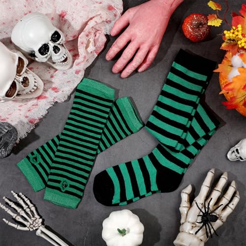 Image of Geyoga Arm Warmers Leg Warmers Striped Thigh High Socks Fingerless Gloves Stockings Christmas Halloween