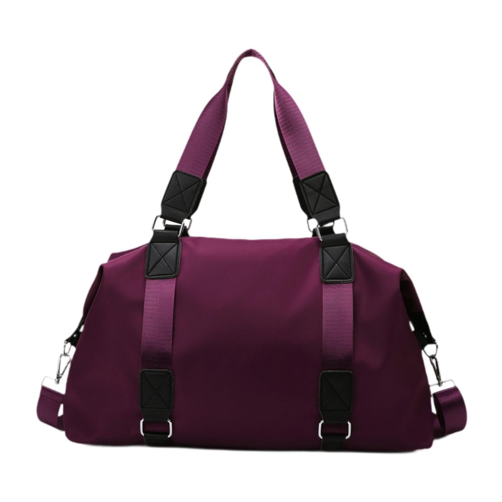 Women Gym Bag Fashion Portable Travel Duffle Bag for Weekend Camping Workout Purple Red-image-22