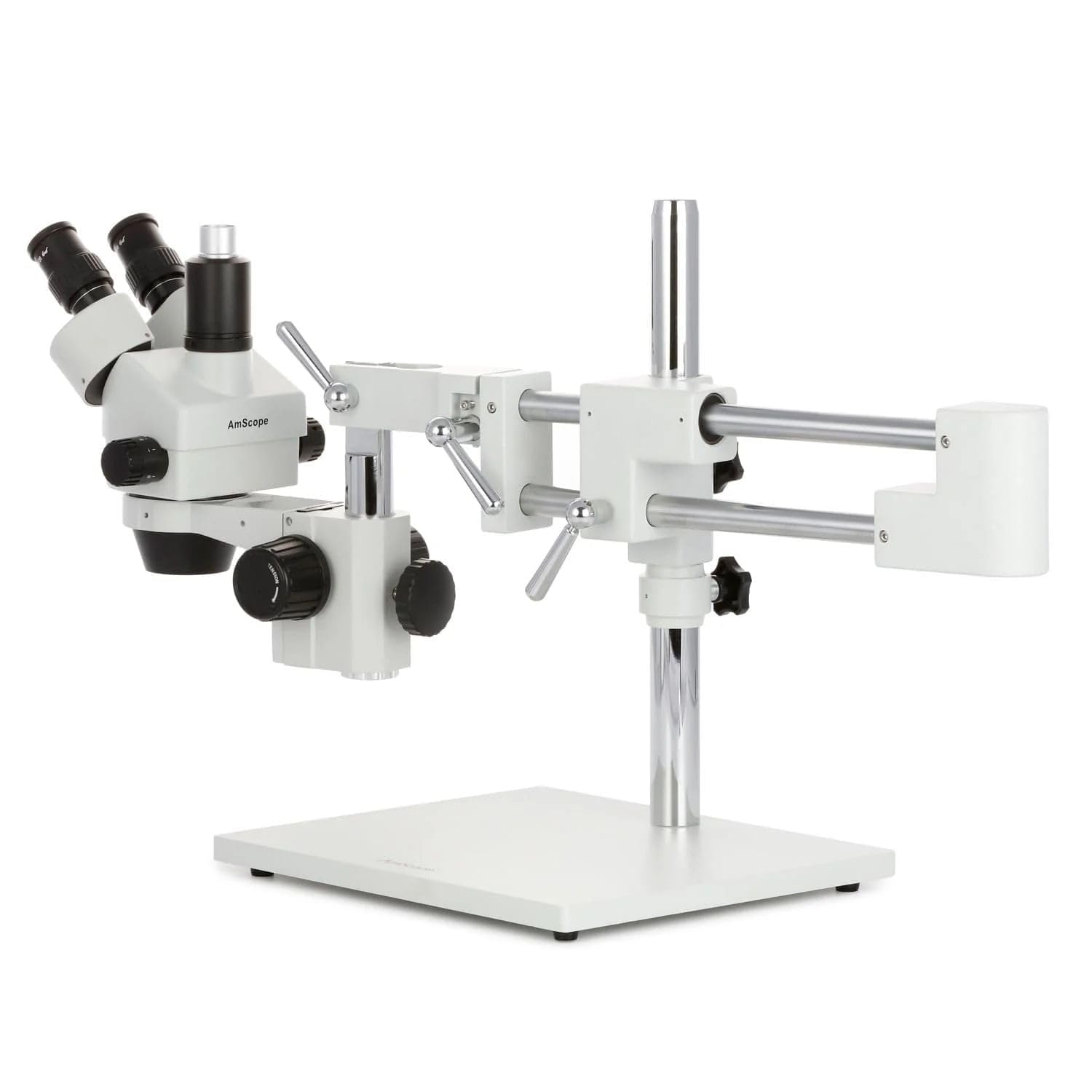 AmScope - Microscopio stereoscopico trinoculare, ingrandimento 3,5X-180X, luce ad anello a 4 zone con 144 LED, fotocamera da 10 MP