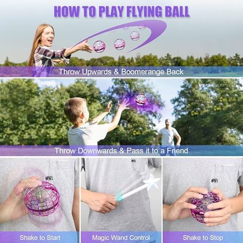 Image of ATHLERIA Pink Flying Orb Ball with Wand,Cool Stuff Gadgets Christmas Birthday Presents Toys for Boy Girl Teens 6 7 8 9 10+ Year Old, Hover Boomerang Mini Drones for Kids,Flying Spinner