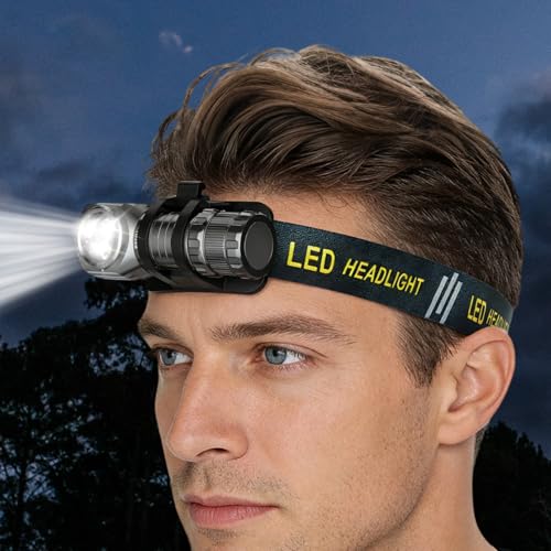 Lámpara frontal LED recargable de 3 modos con cinta ajustable para senderismo 3
