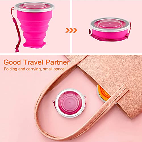Collapsible Cup - Portable Silicone Foldable Cup With Lids - Colorful Expandable Folding Cup For Travel, Camping, Hiking, Survival, Car, Picnic, Beach, Holiday Vacation, Outdoor Sport [7.10Oz](4 Pack) #TOP2