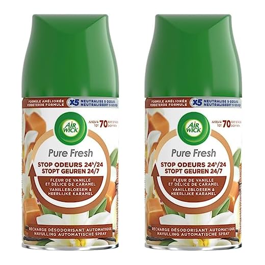 Air Wick Desodorisant Maison Recharge Fresmatic Max Vanille Caramel 250 ml - Lot de 2