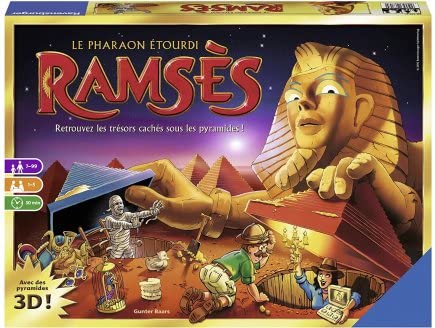 Jeu Societe Ramses Le Pharaon etourdi - avec Pyramides 3D et Variante Expert - Jeu Version française + Carte Animaux - Famille 7-99 Ans