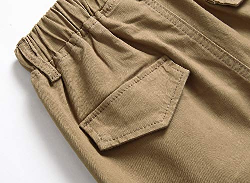 Loktarc Big Boys Pull On Cargo Pants Kids Slim Fit Drawstring Jogger Khaki 13-14 Years/Size 170 #TOP6