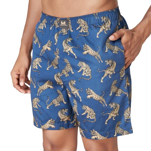 Macroman M-Series MW Signature Collection by Rohit Bal Premium 100% Cotton Mens Boxer Shorts Navy Small MMS8855