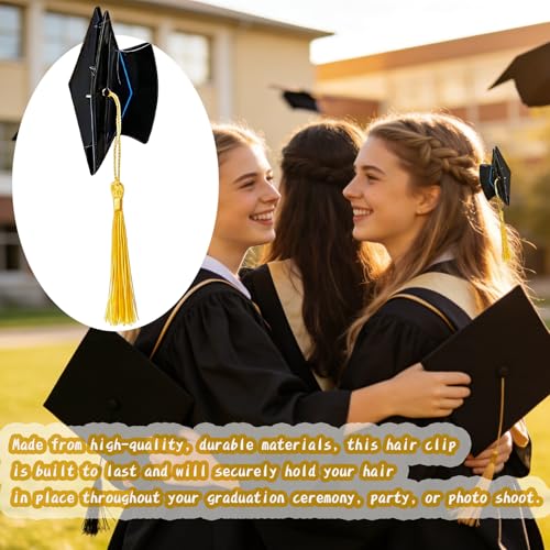 Pinza Mini Graduación Negro con Borla Dorada miniatura 6