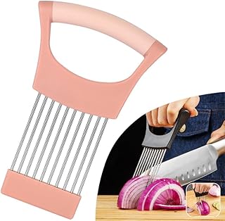Onion Holder Lemon Slicer Cutter for Food & Veggies, Vegetable Chopper Assistant Tool for Meat, Potato & Tomato (Pink, 1PCS)