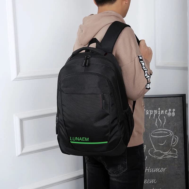 LUNAEM Casual Travel Laptop Backpack for Men and Women, College Bookbag Fits 15.6 Inch Notebook (Green)4