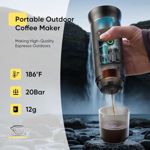 Image of Portable Espresso Machine, Travel Coffee Machine for Camping, Car Self-Heating Coffee Maker with USB-C,Compatible With Ground Coffee & NS Capsules, Portable Espresso Maker for RV, Home, Hiking
