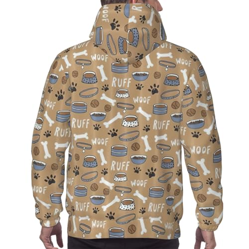 Sweat à capuche épais homme os de chien motif mignon et décontracté - 5