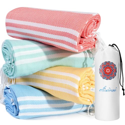 4 Packs Turkish Beach Towels Vacation Essentials Oversized Bath Pool Swim Towel Set Bulk Quick Dry Extra Large Xl Big Blanket Adult Travel Sand Free Cruise Accessories Clearance Stuff Must Have