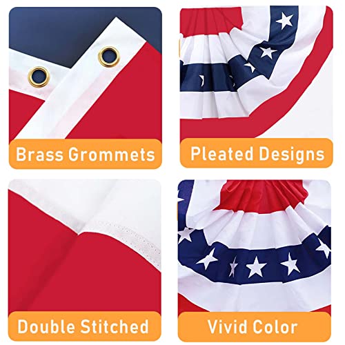 Pleated Fan Flag 3X1.5 Feet Patriotic American Bunting Flags With Brass Grommets For 4Th Of July/President's Day/Veterans Day/Memorial Day Decoration, 2 Pack #TOP7