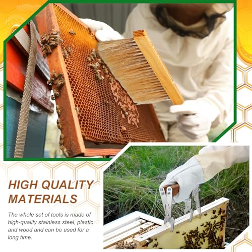 Leriton 4 Pieces Beekeeping Supplies Tools Bee Suit Beekeeping Suit with Glove Stainless J Hook Scraper Bee Hives Brush Bee Keeper Starting Kit for Beekeeper Men Women - Thumbnail 6