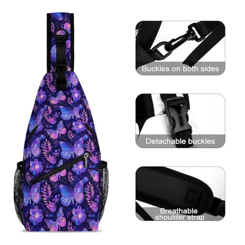 Butterfly Glitter Large Capacity Sling Bag Cross Chest Bag Travel Hiking Crossbody Bag Daypack for Women Men3